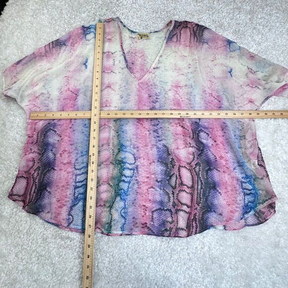 Show Me Your Mumu Shook V Neck Tunic Pink Phython Snake Oversized - Picture 7 of 8